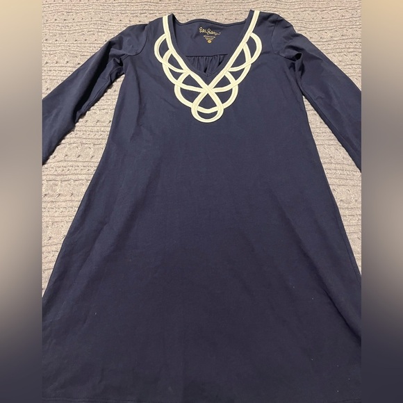 Lilly Pulitzer Blaire V Neck Navy Dress Size XS summer beach Xsmall vacation - Picture 2 of 5